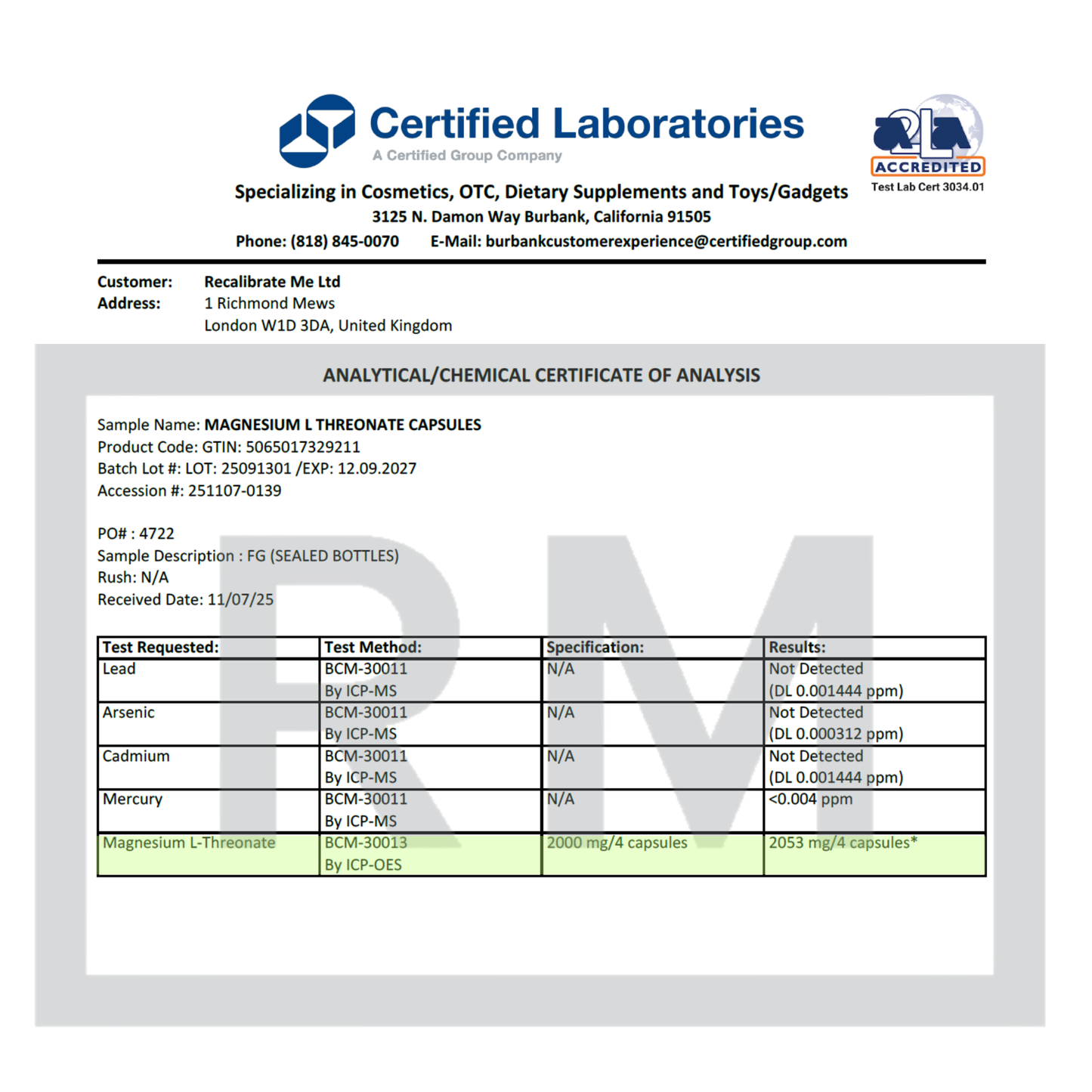 Magnesium L-Threonate | Memory & Focus | 2000mg